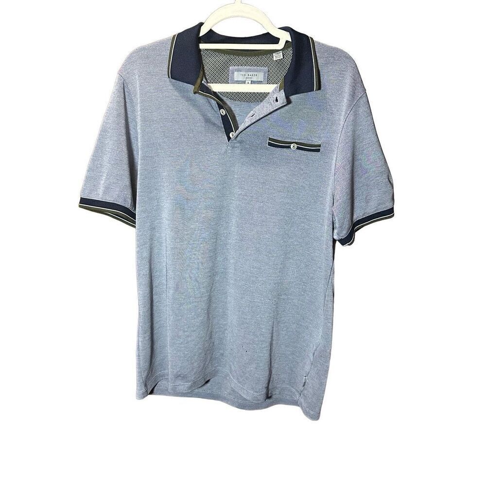 Ted Baker London Blue Short Sleeve Polo Shirt Sz L